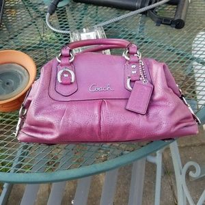 Authentic Coach satchel,  metallic mauve leather